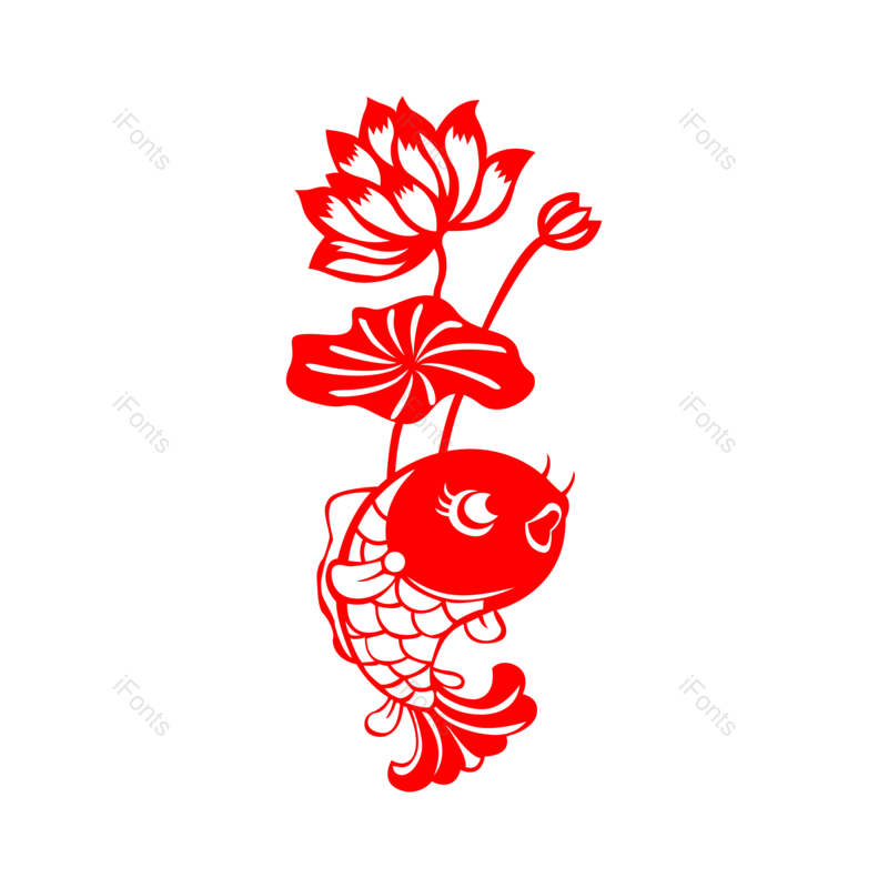 剪纸图片,鱼剪纸元素,中国剪纸PNG,免抠素材